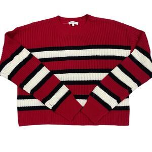 Wynter Sweater L Stripe Knit Cozy Comfort Classic Preppy Casual